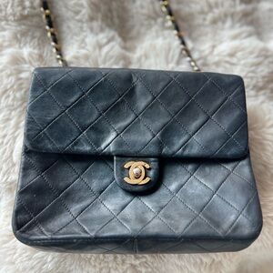 Chanel Dark Gray Quilted Shoulder Bag